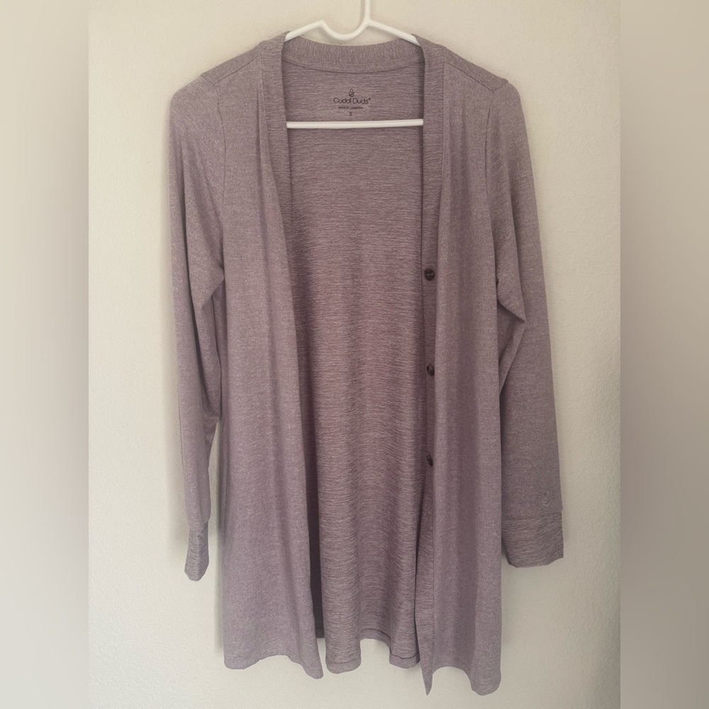 Cuddl Duds Soft Knit Button Cardigan Sweater Elderberry Purple Size S